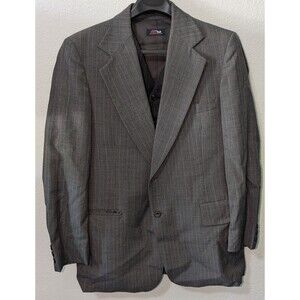 Garfinckles Suit Blazer Gray Pin Strip Black Safford Vest Men's Single Button